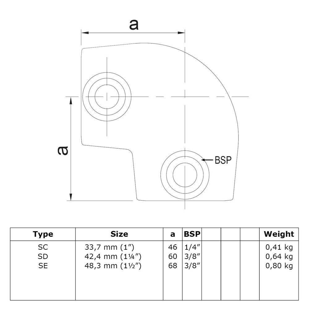 Doos Kniestuk 90° variabele hoek 0°-11°-C / 33,7 mm (40 stuks)